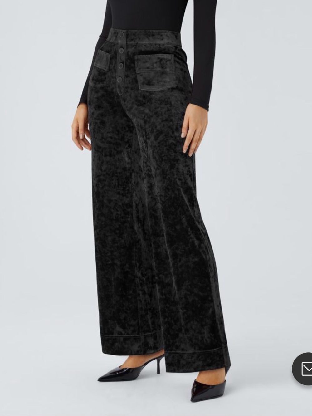 NWT Halara High Waisted Pockets Straight Leg Velvet Casual Pants Black L